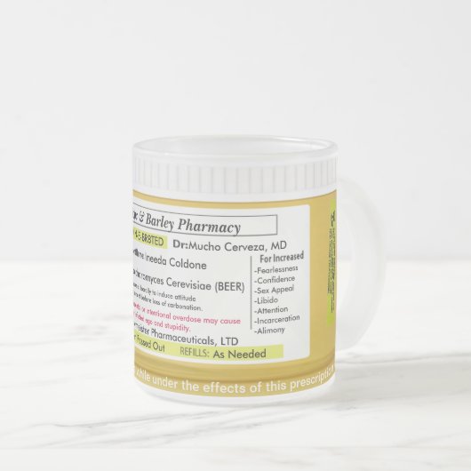 RX Verordnungs-Bier-Tasse CustomizeAbles Mattglastasse (VorderseiteRechts)