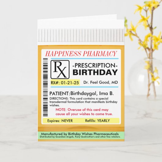 RX-Verschreibung für BIrthdays-Karte Karte (Gelbe Blume)