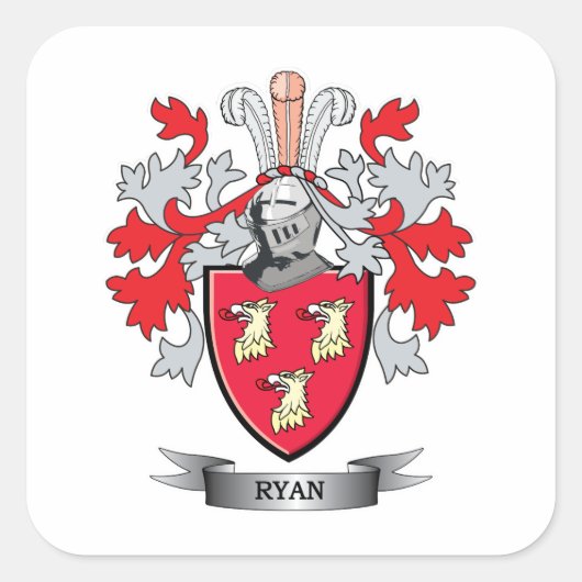 Ryan Coat of Arms Quadratischer Aufkleber (Vorderseite)