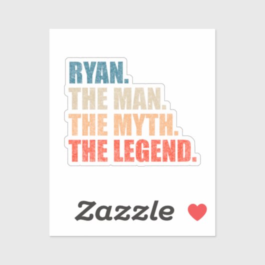 Ryan der Mann der Mythos die Legende Aufkleber (Blatt)