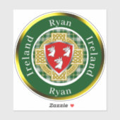 Ryan Irish Shield/Celtic Cross Personalisiert Aufkleber (Blatt)