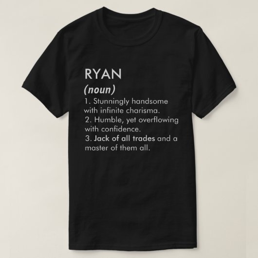 Ryan Name, Bearbeitbarer Name, Benutzerdefinierter T-Shirt (Design vorne)