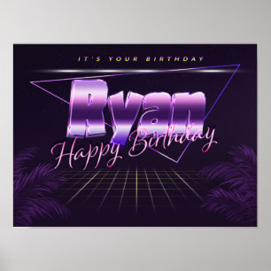 Ryan Name Vorname lila retro Poster Geburtstag