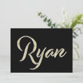 Ryan Name white gold Handwriting Karte (Stehend Vorderseite)