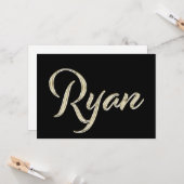 Ryan Name white gold Handwriting Karte (Vorderseite/Rückseite Beispiel)