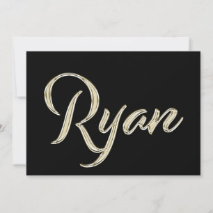Ryan Name white gold Handwriting Karte