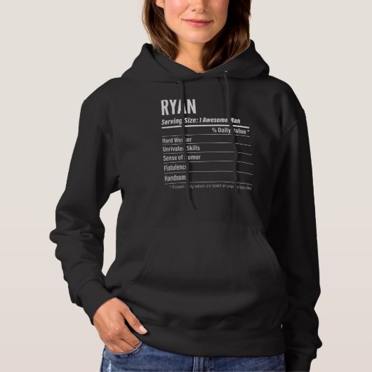 Ryan Serving Size Nutrition Label Kalorien Hoodie (Vorderseite)