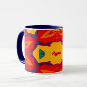 RYAN ~ Zany 3D Muster ~ Red Blue Yellow Orange Tasse (Vorderseite Links)