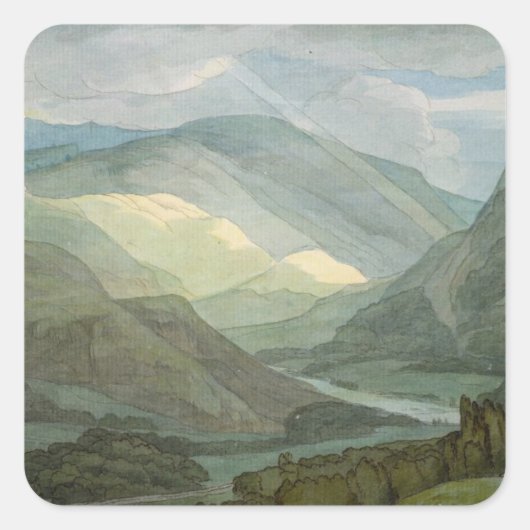 Rydal Water, 1786 (w/c) Quadratischer Aufkleber (Vorderseite)