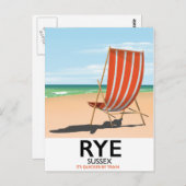 Rye Beach Sussex "ist schneller per Zug Postkarte (Vorne/Hinten)
