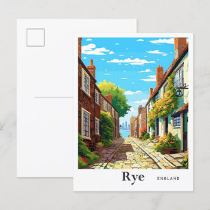Rye England Kunst Vintage Reise Illustration Postkarte