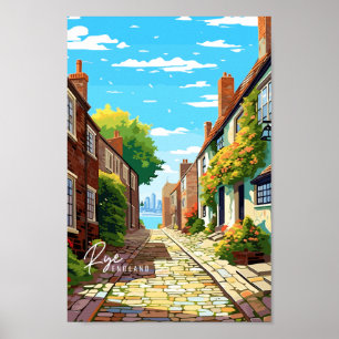 Rye England Vintage-Reise-Platz Illustration Poster
