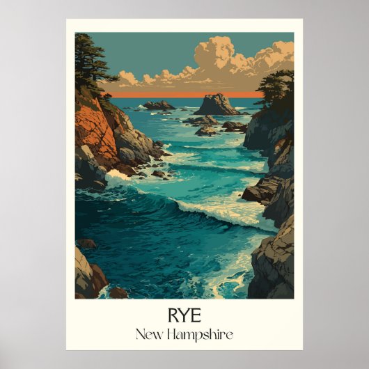 Rye New Hampshire Küstenfelsen Poster (Vorne)