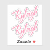 Ryleigh Name pink cursive x2 Aufkleber (Blatt)