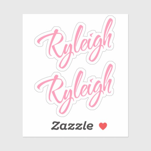 Ryleigh Name pink cursive x2 Aufkleber (Blatt)