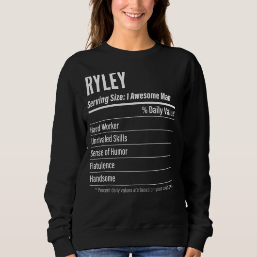 Ryley Serving Size Nutrition Label Kalorien Sweatshirt (Vorderseite)