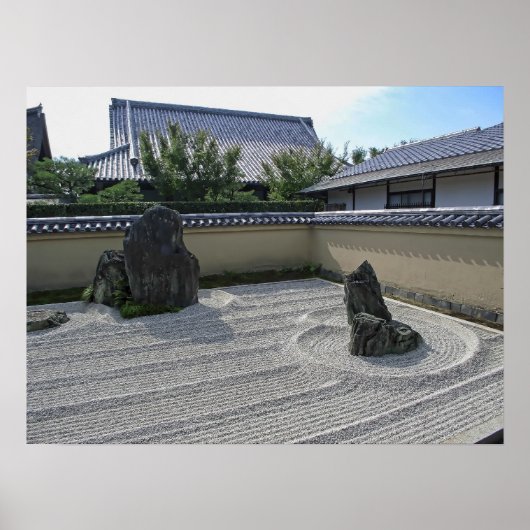 Ryogen in Raked Gravel Garden - Kyoto Japan Poster (Vorne)