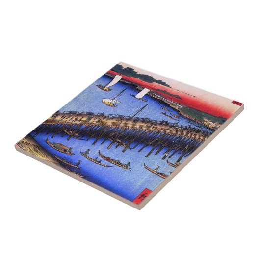 Ryōgoku Brücke und der große Riverbank (両国橋大川ばた) Fliese (Seite)