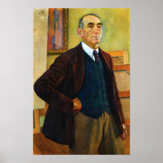 Rysselberghe - Selbstportrait in einem grünen Wais Poster (Vorne)