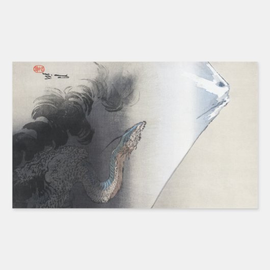 Ryu Shoten über Fuji, Japan Rechteckiger Aufkleber (Vorderseite)