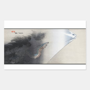 Ryu Shoten über Fuji, Japan Rechteckiger Aufkleber