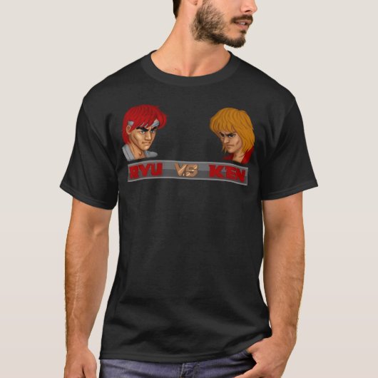 RYU VS KEN LOGO SCHWARZ OHNE HINTERGRUND T-Shirt (Vorderseite)