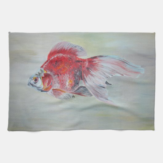 Ryukin Goldfish Acrylmalerei Geschirrtuch (Horizontal)