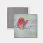 Ryukin Goldfish Acrylmalerei Magnet (Vorderseite/Rückseite)
