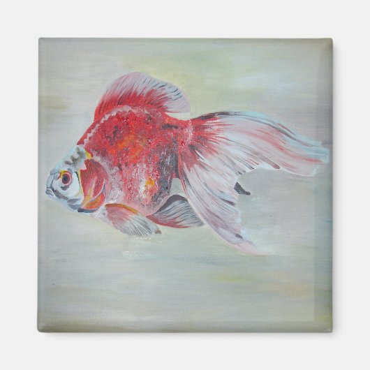 Ryukin Goldfish Acrylmalerei Magnet (Vorne)