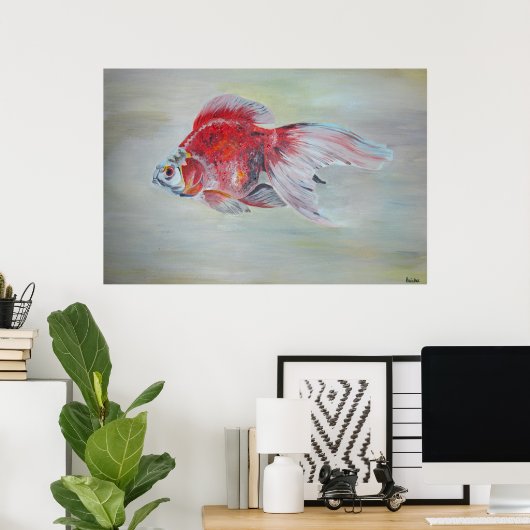 Ryukin Goldfish Acrylmalerei Poster (Heimbüro)