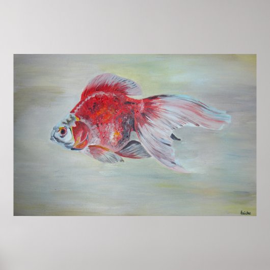 Ryukin Goldfish Acrylmalerei Poster (Vorne)