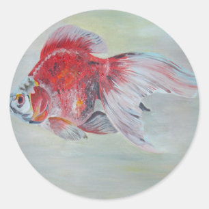 Ryukin Goldfish Acrylmalerei Runder Aufkleber