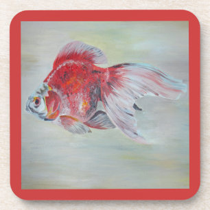 Ryukin Goldfish Acrylmalerei Untersetzer