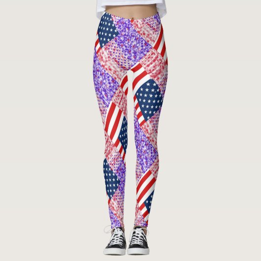 RZX-USA-Flagge auf blauem Hintergrund Leggings (Vorderseite)