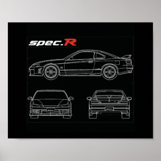 s15 spec oder aero line art blue print zeichn the3 poster