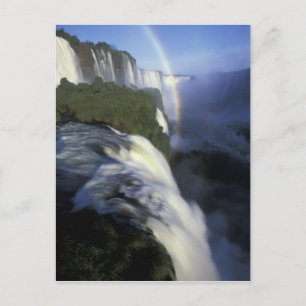 S.A., Brasilien, Iguassu Falls with rainbow Postkarte