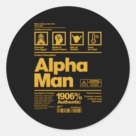 S Alpha African 1906 Bruderschaft Information Desc Runder Aufkleber (Vorderseite)