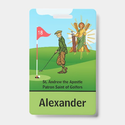 S. Andrew & Jude mit 2 männlichen Golfers Abzeiche Ausweis (Vorderseite)