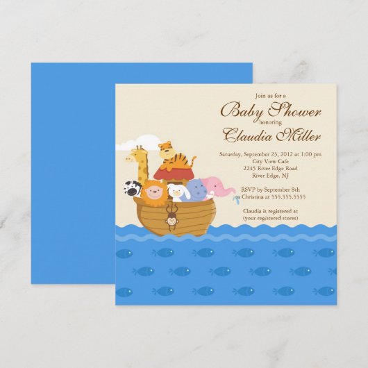 S-Arche-Baby-Mädchen-oder Baby-Jungen-Dusche Einladung (Vorne/Hinten)