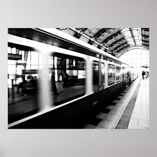 S-Bahn Berlin Schwarz Weiß Fotografie Poster (Vorne)