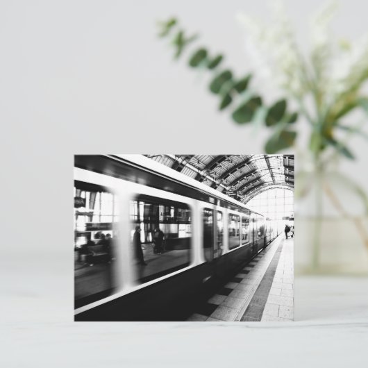 S-Bahn Berlin Schwarz Weiß Fotografie Postkarte (Stehend Vorderseite)