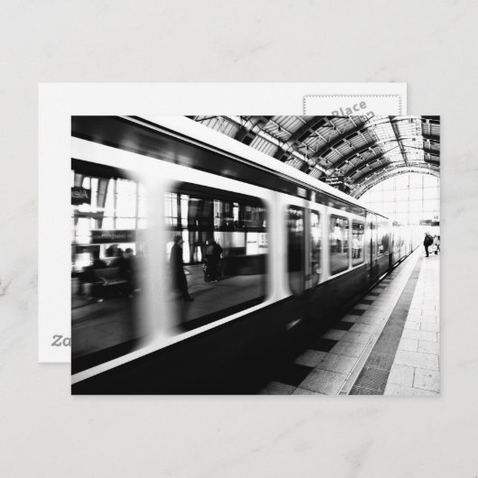 S-Bahn Berlin Schwarz Weiß Fotografie Postkarte (Vorne/Hinten)