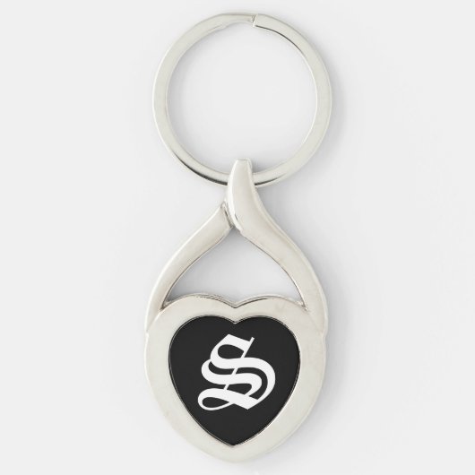 "S" Black Heart Keychain Schlüsselanhänger (Vorderseite)