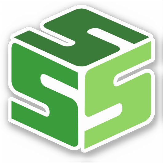 S-Cubed Green Logo-Aufkleber (3" x 3") Aufkleber (Vorderseite)