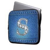 S "Diamond" Denim Stitching Electronics Bag Laptopschutzhülle (Vorderseite Links)