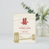 S_Double Happy Lights Save the Date Postkarte (Stehend Vorderseite)