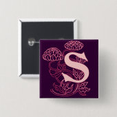 "S" florale Jugendstil-Monogramm Button (Vorne & Hinten)