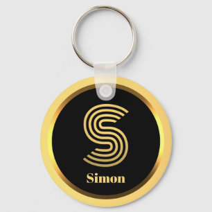 S Gold Mit Monogramm Buchstabe Personalisiert Schlüsselanhänger
