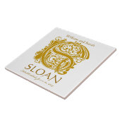 S Gold Monogram on White - Names Wedding Date Tile Fliese (Seite)