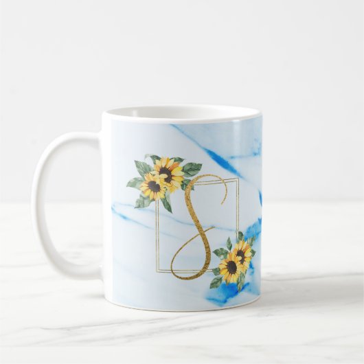 S | Gold Monogram Sunflower Tasse (Links)